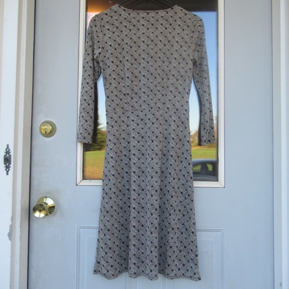 Loft dress basketweave print long sleeve office casual neutral size 2 - Picture 11 of 16